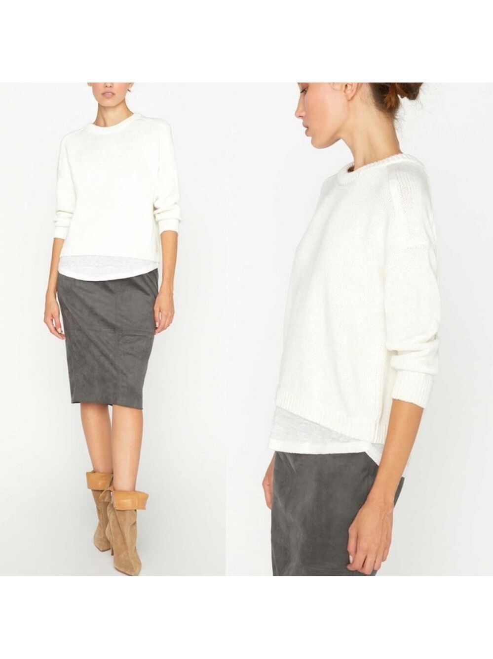 Brochu Walker Corbin Looker Layered Cashmere Crewneck XS